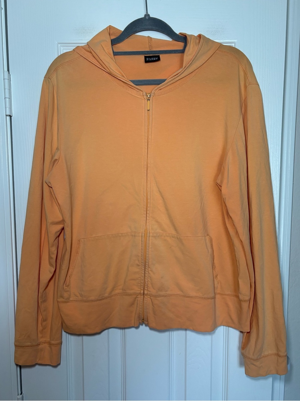 Eileen Fisher Organic Cotton Zip Hoodie Jacket Peach Large